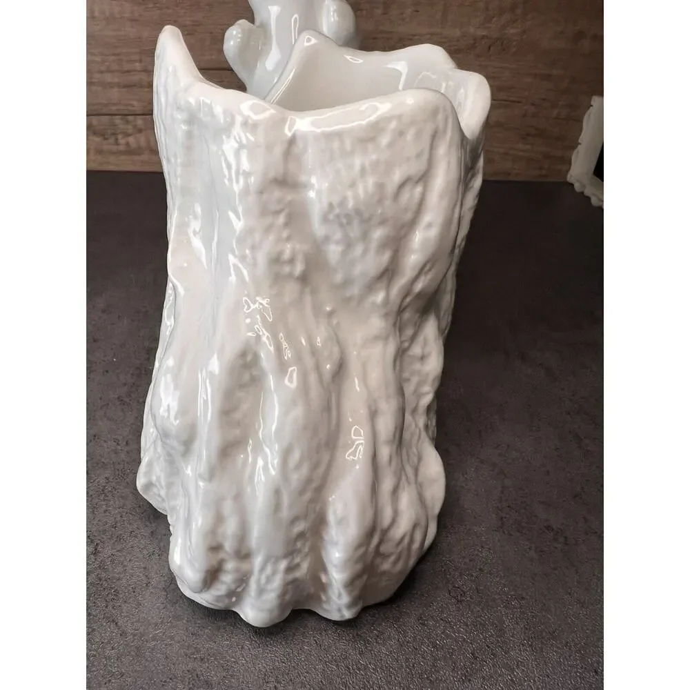 VTG White Mouse Tree Trunk Vase Succulent Planter Ceramic 99 INTL
